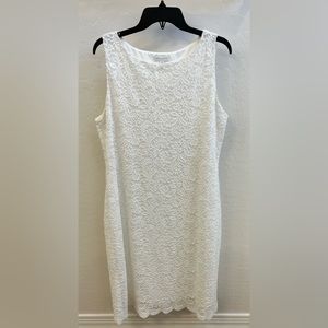 White Charter Club dress with embroidery like details.